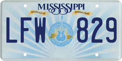 MS license plate LFW829