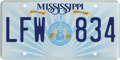 MS license plate LFW834
