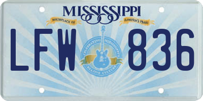 MS license plate LFW836