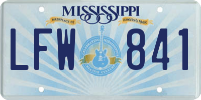 MS license plate LFW841