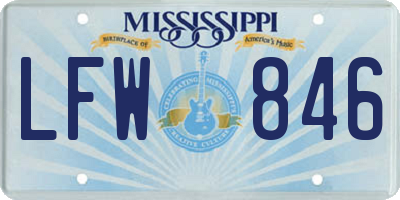 MS license plate LFW846