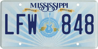 MS license plate LFW848