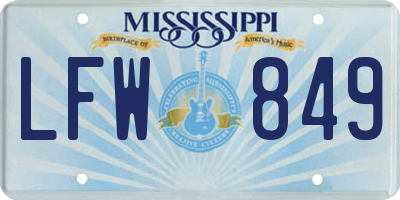MS license plate LFW849