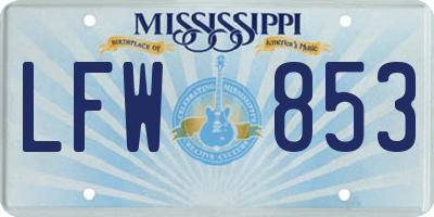 MS license plate LFW853