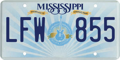 MS license plate LFW855