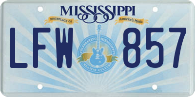 MS license plate LFW857