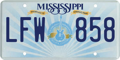MS license plate LFW858