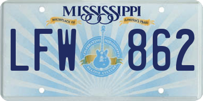 MS license plate LFW862