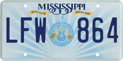 MS license plate LFW864