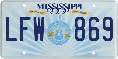 MS license plate LFW869