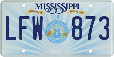 MS license plate LFW873