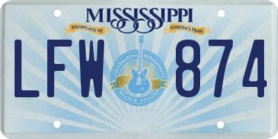 MS license plate LFW874