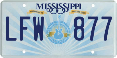 MS license plate LFW877