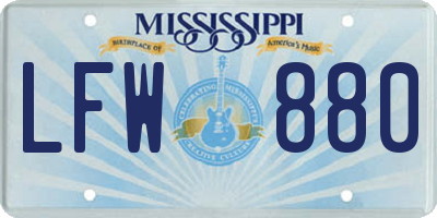 MS license plate LFW880
