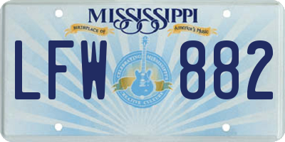 MS license plate LFW882