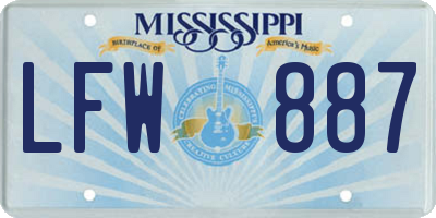 MS license plate LFW887