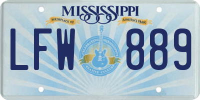 MS license plate LFW889