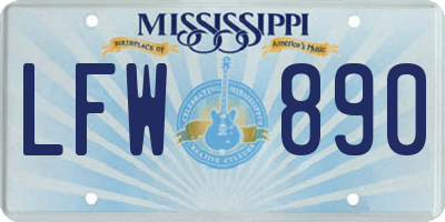 MS license plate LFW890