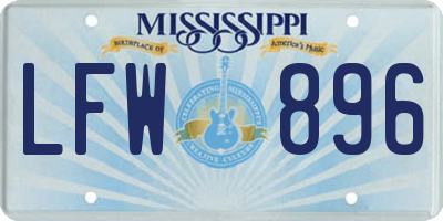MS license plate LFW896