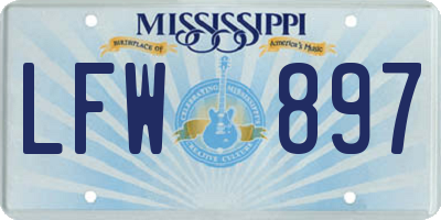 MS license plate LFW897