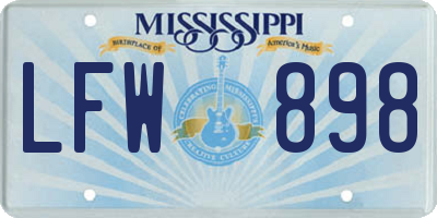 MS license plate LFW898