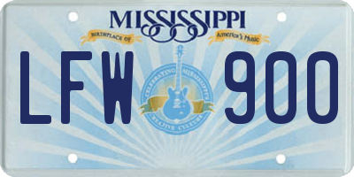 MS license plate LFW900