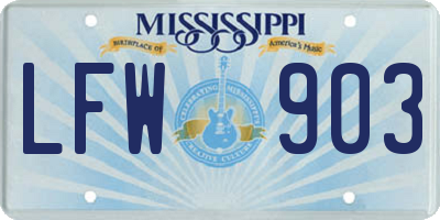 MS license plate LFW903