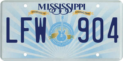 MS license plate LFW904