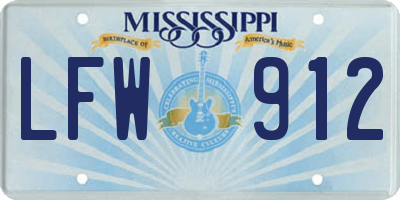MS license plate LFW912