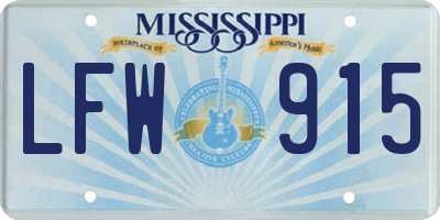 MS license plate LFW915