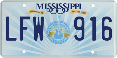 MS license plate LFW916