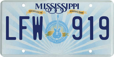 MS license plate LFW919
