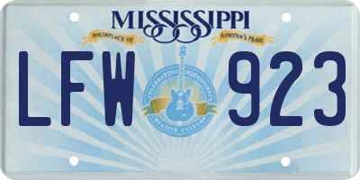 MS license plate LFW923