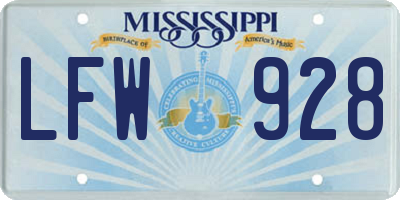 MS license plate LFW928