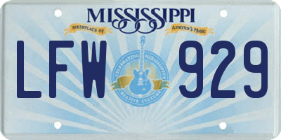 MS license plate LFW929