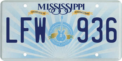 MS license plate LFW936