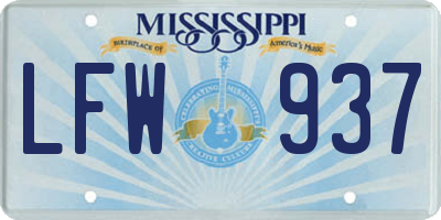 MS license plate LFW937