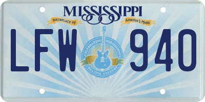 MS license plate LFW940