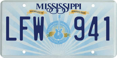 MS license plate LFW941