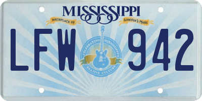 MS license plate LFW942
