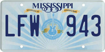 MS license plate LFW943