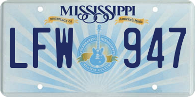 MS license plate LFW947