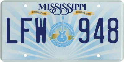MS license plate LFW948