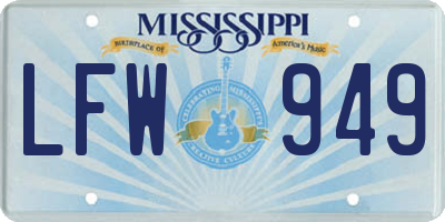 MS license plate LFW949