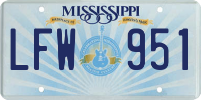 MS license plate LFW951
