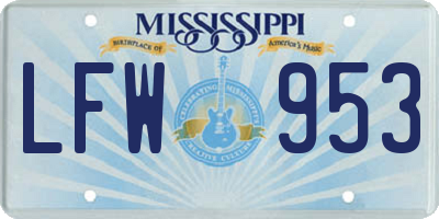 MS license plate LFW953