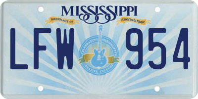 MS license plate LFW954