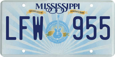 MS license plate LFW955