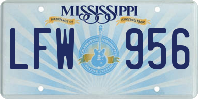 MS license plate LFW956