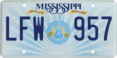 MS license plate LFW957